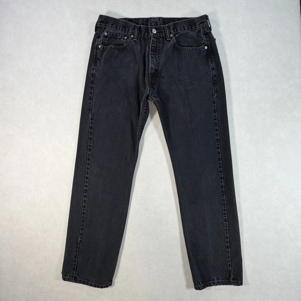 Levis 505 Regular Fit Jeans Mens 32x32 Faded Black Straight Leg Denim Retro Y2K